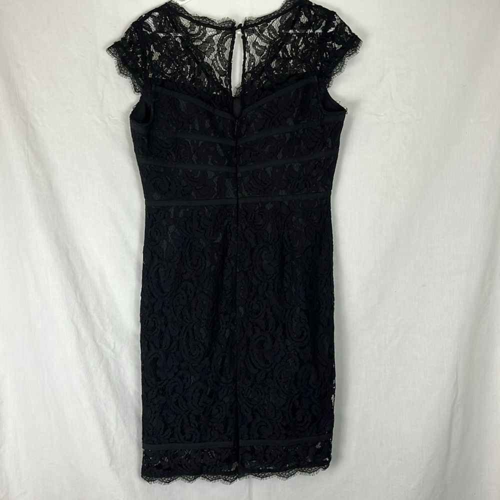 Adrianna Papell Black Lace Knee Length Cocktail Dress - Picture 5 of 8